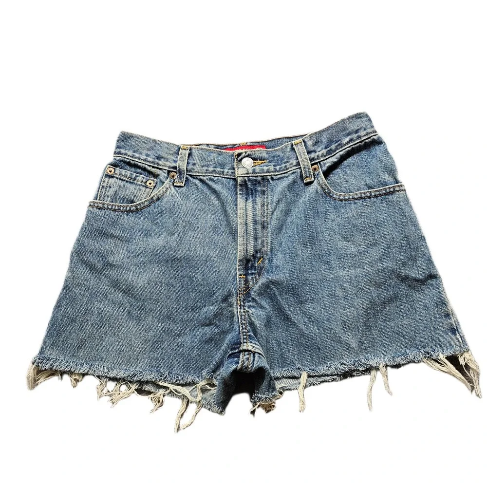 Vtg Levi's 550 Cut Off Shorts Womens 10S Blue Denim Classic Relaxed Fit Red Tab